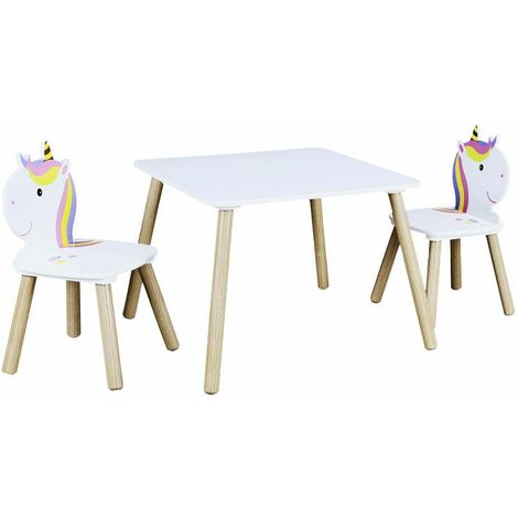 THE HOME DECO KIDS Table et 2 chaises en bois licorne Lily