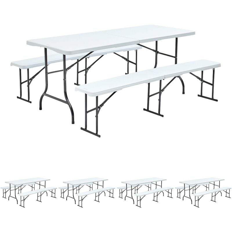 Rekkem - Table et bancs pliants 8 places - Lot de 5