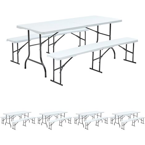 Table et bancs pliants 8 places - Lot de 5