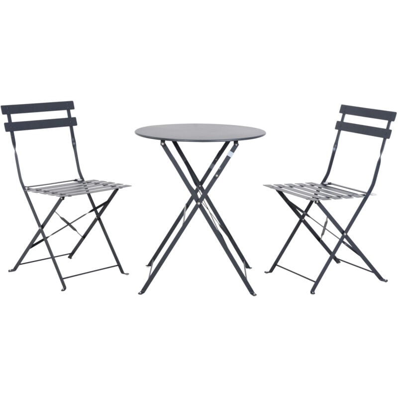 Avril Paris - Table et chaises pliantes bistrot balcon terrasse - 2 places - Anthracite - flore