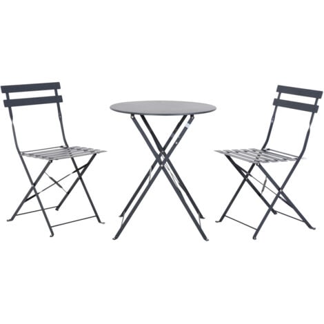 AVRIL PARIS Table et chaises pliantes bistrot balcon terrasse - 2 places - Anthracite - FLORE