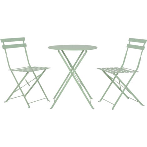 AVRIL PARIS Table et chaises pliantes bistrot balcon terrasse- 2 places - Vert - FLORE