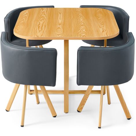 Table et chaises scandinaves Oslo Gris et Chêne