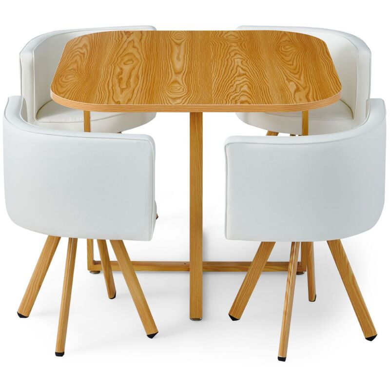 Table et chaises scandinaves Oslo Blanc et Chêne