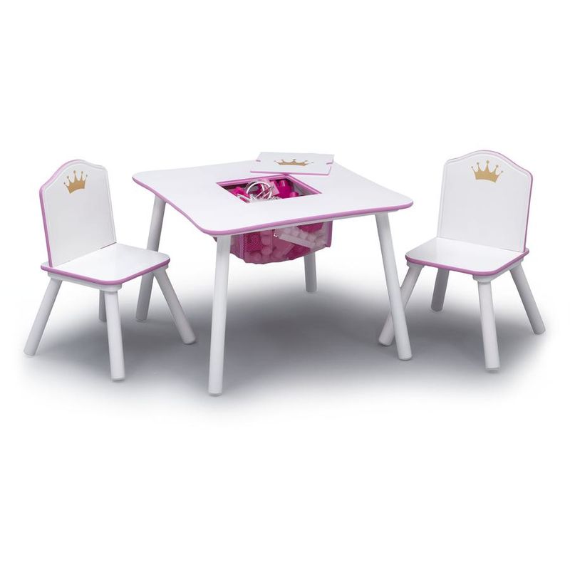 Delta Children - Table et chaises enfant avec rangement Blanc et rose