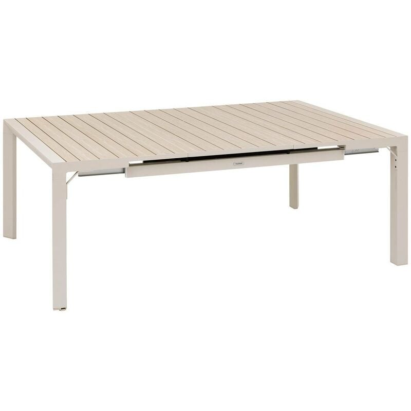 Hesperide - Table de jardin extensible carrée Évasion en aluminium lin et blanc traité époxy 10 places - Hespéride - Lin / argile