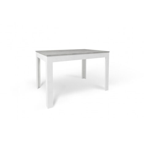 Table extensible 120+50L x 80P x H75 – Finition ciment et blanc mat – Sarmog