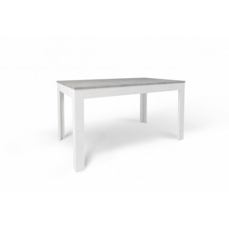 Table extensible 140+60L x 80P x h75 – Finition ciment et blanc mat – Sarmog