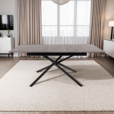 Table extensible 160/200x90x76 cm effet granit et noir - MINDY