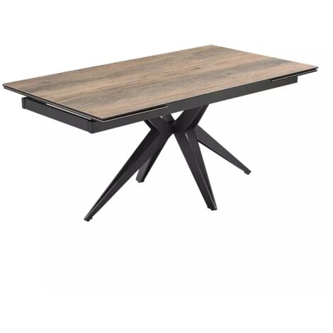 Table extensible 160/240 cm céramique effet bois pied étoile métal - TEXAS 06