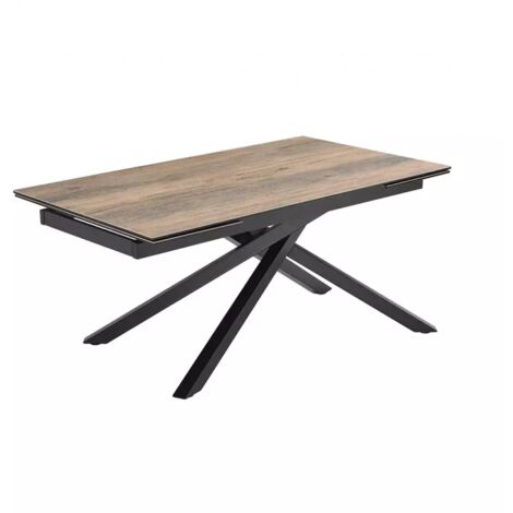 Table extensible 160/240 cm céramique effet bois pied torsadé - TEXAS 05