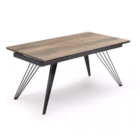 Table extensible 160/240 cm céramique effet bois pieds filaires - TEXAS 01
