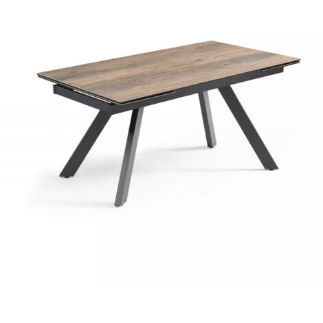 Table extensible 160/240 cm céramique effet bois pieds inclinés - TEXAS 08