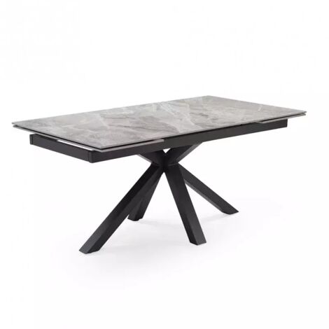 Table extensible 160/240 cm céramique gris marbré pied croix - DAKOTA 04
