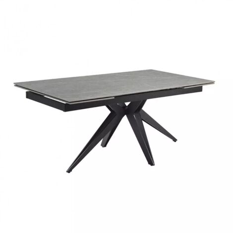 Table extensible 160/240 cm céramique gris marbré pied étoile - ARIZONA 06