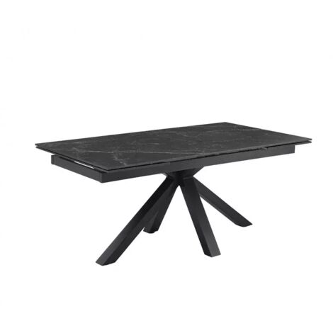 Table extensible 160/240 cm céramique noir marbré pied croix - INDIANA 04