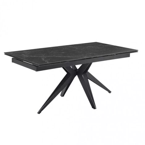 Table extensible 160/240 cm céramique noir marbré pied étoile - INDIANA 06