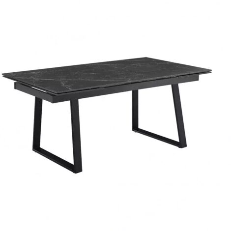 Table extensible 160/240 cm céramique noir marbré pied luge - INDIANA 02