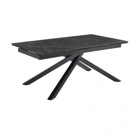 Table extensible 160/240 cm céramique noir marbré pied torsadé - INDIANA 05