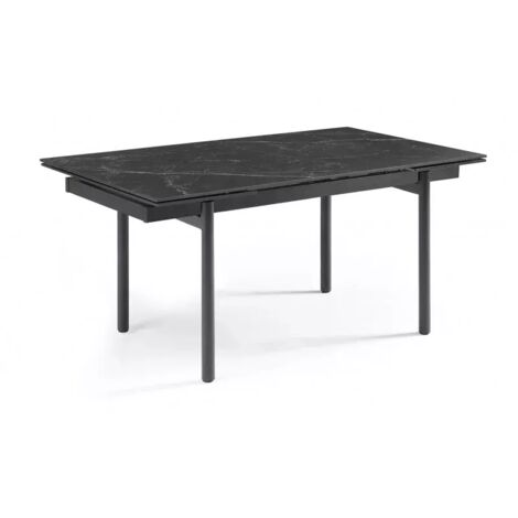 Table extensible 160/240 cm céramique noir marbré pieds droits - INDIANA 09