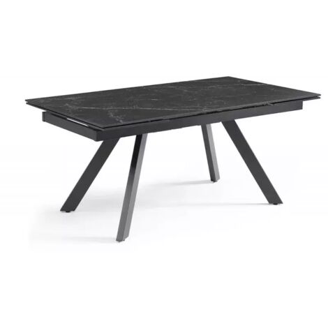 Table extensible 160/240 cm céramique noir marbré pieds inclinés - INDIANA 08