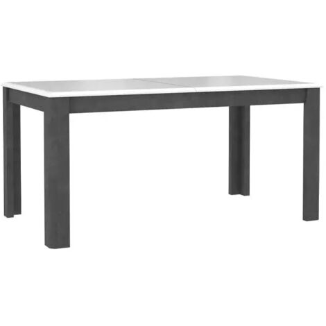 Table extensible 160 à 206 cm blanc laqué et décor gris béton - CALVI