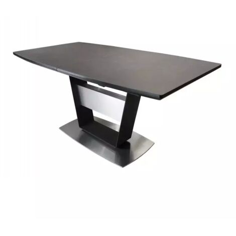 Table extensible 160 à 210 cm céramique gris anthracite – Pied central en métal – Résistante aux rayures et aux taches – Pour jusqu'à 10 personnes – Meubletmoi