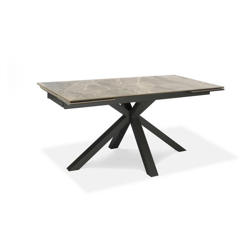 Table extensible de 160cm à 240cm plateau moderne en céramique sur verre trempé marbre anthracite