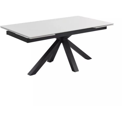 Table extensible 180/260 cm céramique blanc pied croix - OREGON 04