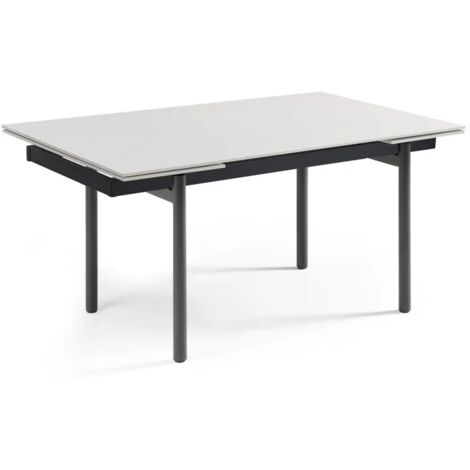 Table extensible 180/260 cm céramique blanc pieds droits - OREGON 09