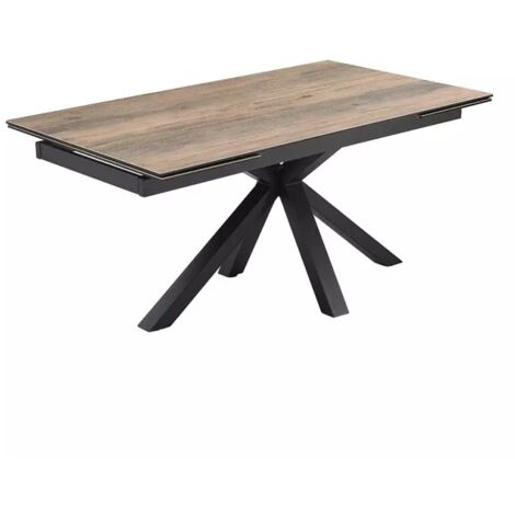 Table extensible 180/260 cm céramique effet bois pied croisé - TEXAS 04