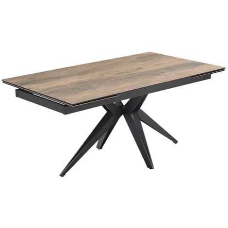 Table extensible 180/260 cm céramique effet bois pied étoile - TEXAS 06