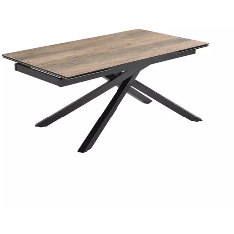 Table extensible 180/260 cm céramique effet bois pied torsadé - TEXAS 05