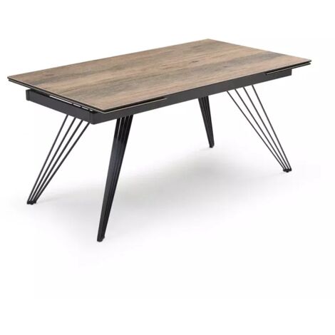 Table extensible 180/260 cm céramique effet bois pieds filaires - TEXAS 01