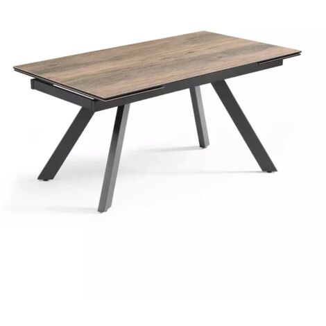 Table extensible 180/260 cm céramique effet bois pieds inclinés - TEXAS 08