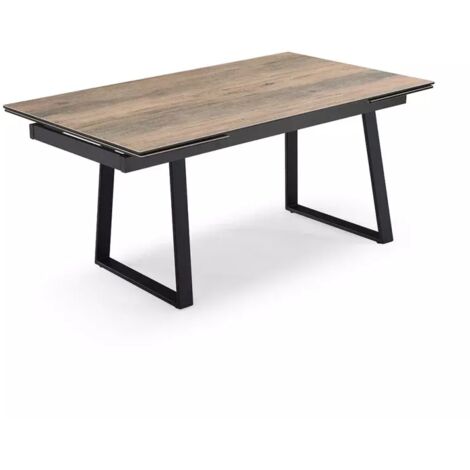 Table extensible 180/260 cm céramique effet bois pieds luge - TEXAS 02
