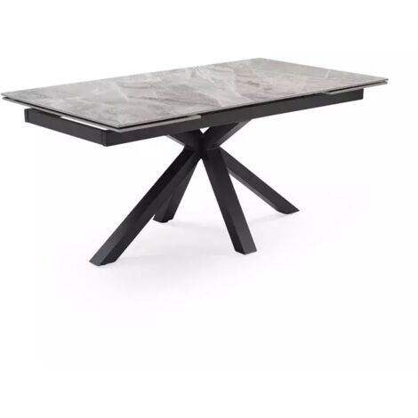 Table extensible 180/260 cm céramique marbré laqué pied croix - DAKOTA 04