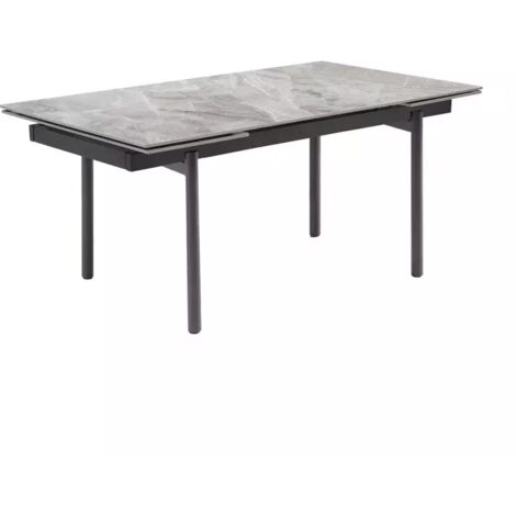 Table extensible 180/260 cm céramique marbré laqué pieds droits - DAKOTA 09