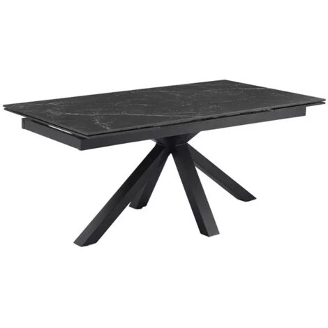 Table extensible 180/260 cm céramique noir marbré pied croix - INDIANA 04