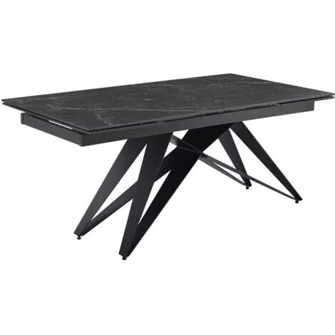 Table extensible 180/260 cm céramique noir marbré pied géométrique - INDIANA 03