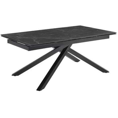 Table extensible 180/260 cm céramique noir marbré pied torsadé - INDIANA 05