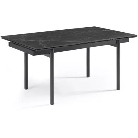 Table extensible 180/260 cm céramique noir marbré pieds droits - INDIANA 09