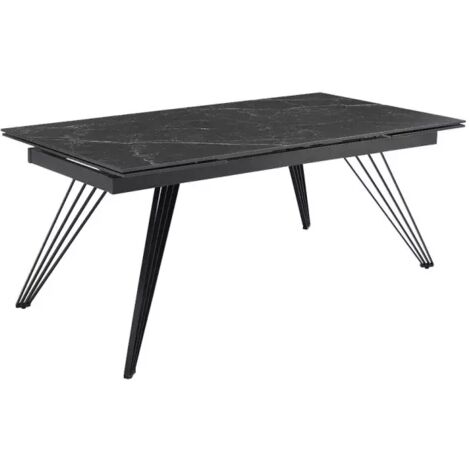 Table extensible 180/260 cm céramique noir marbré pieds filaires - INDIANA 01