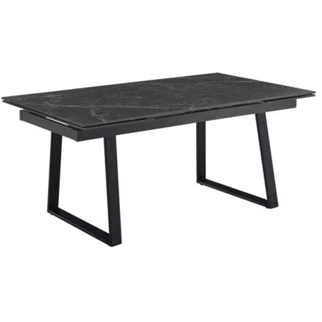 Table extensible 180/260 cm céramique noir marbré pieds luge - INDIANA 02