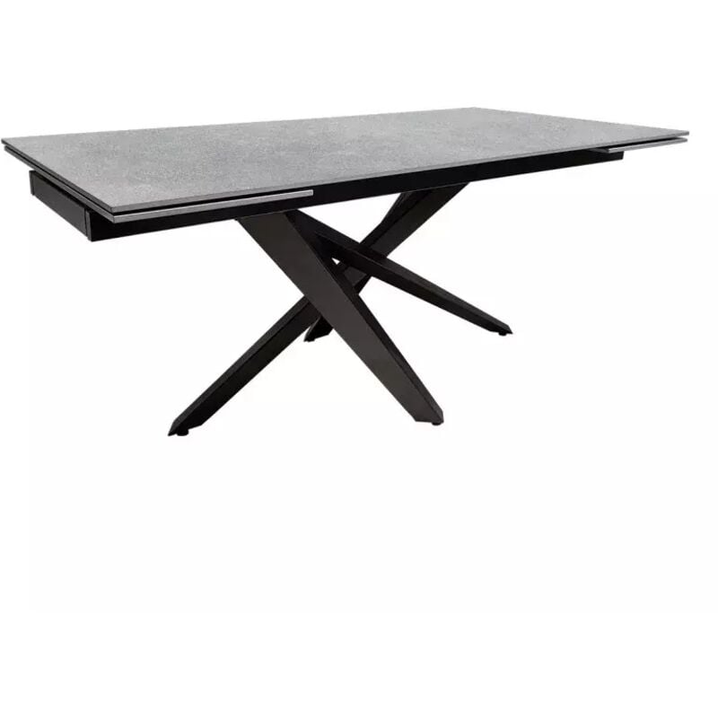 Meubletmoi - Table extensible 180 à 260 cm céramique gris béton pieds métal - opus