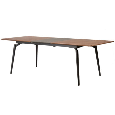 Table extensible 180 à 230 cm plaquée en noyer et pieds métal - CARSON