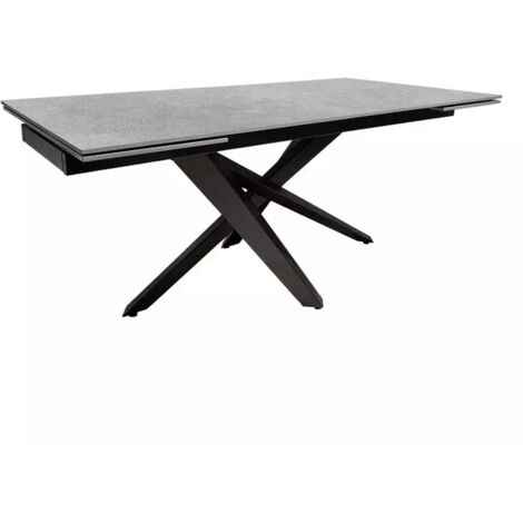 Table extensible 180 à 260 cm en céramique gris béton – Pieds métal design – Résistante aux taches et aux variations de température – Meubletmoi