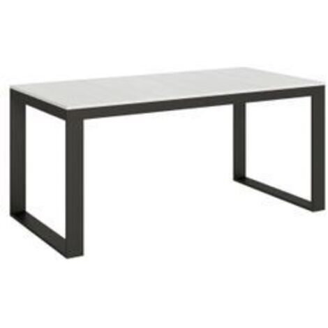 Table extensible 180 à 440cm blanche et métal anthracite Likro-Support 4 pieds