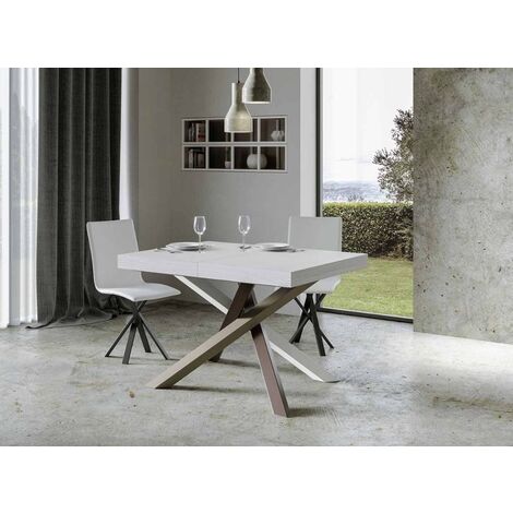 Table extensible 4 à 10 personnes blanc et pieds entrelacés 4 couleurs L 130 à 234 cm Artemis