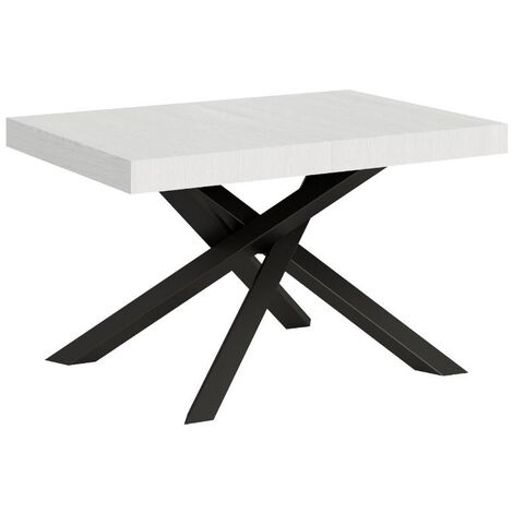 Table extensible 4 à 10 personnes blanche et pieds entrelacés anthracite L 130 à 234cm Artemis